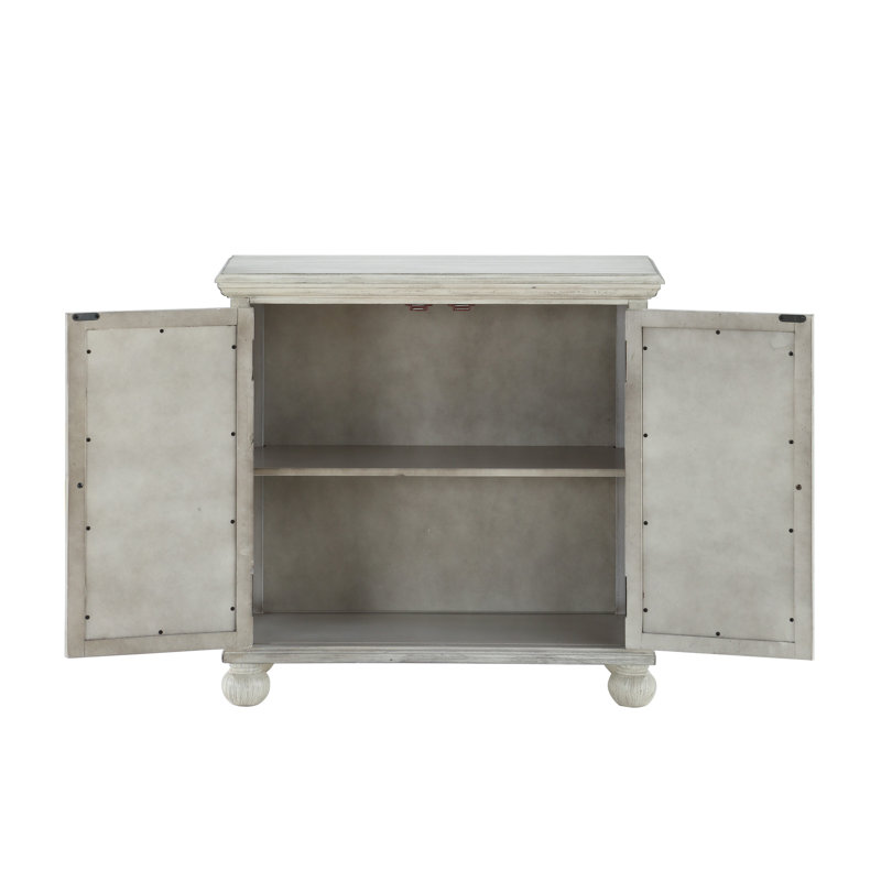 Armoire de rangement classique classique blanc antique 1Pc avec portes miroir, Blanc antique