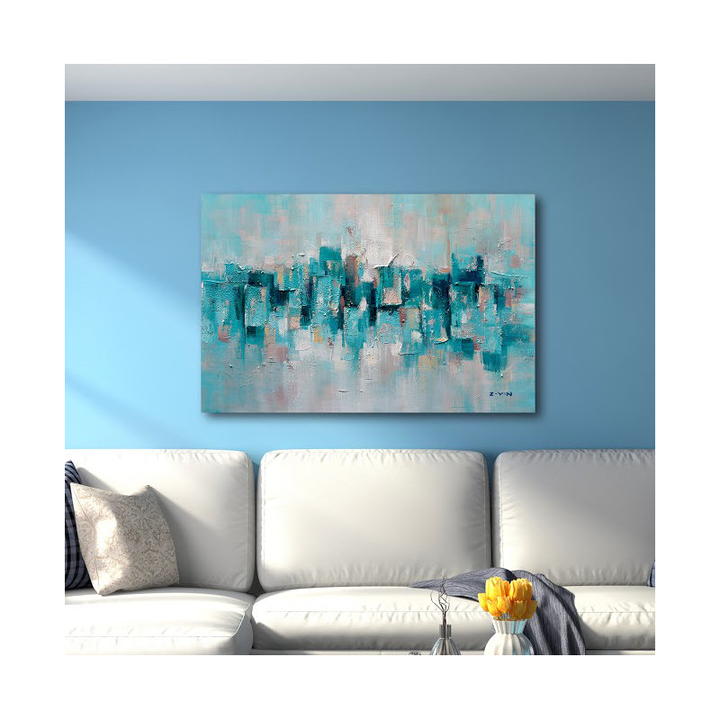 «Turquoise Lake», reproduction de peinture à l'huile sur toile tendue