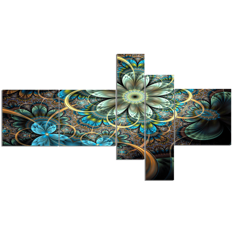 " Lighted Blue Fractal Blue Flowers "