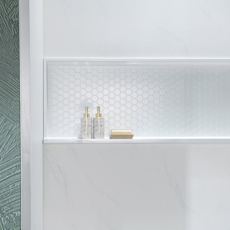 60"W x 32"D  Tub Wall Surround with Integrated Shelf, Carrara Matte White, Alcove Tub Sold Separately, Carrara White
