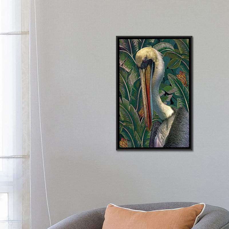 «Primal Pelicana» par Steve Hunziker, reproduction sur toile tendue sur châssis, H 60 po x l 40po x P 1,5 po, Pas de tapis