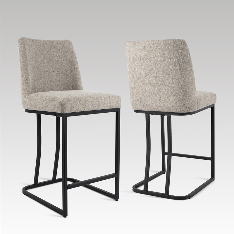 Tabouret de bar et de comptoir rembourré avec dossier, Sable