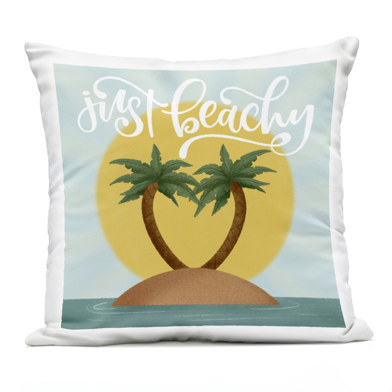 Coussin d'extérieur imprimé Just Beachy Tropical Island Design par Sarah Hickman