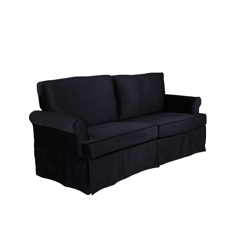 Renae 2 Seater Cotton Sofa, Black