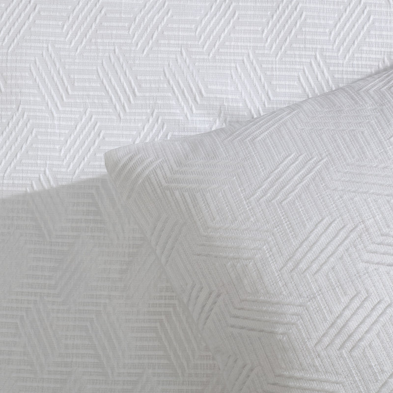 Tahari Home Blanca 5-Piece Bright White Jacquard Geometric Comforter Set, Queen Comforter + 4 Additional Pieces
