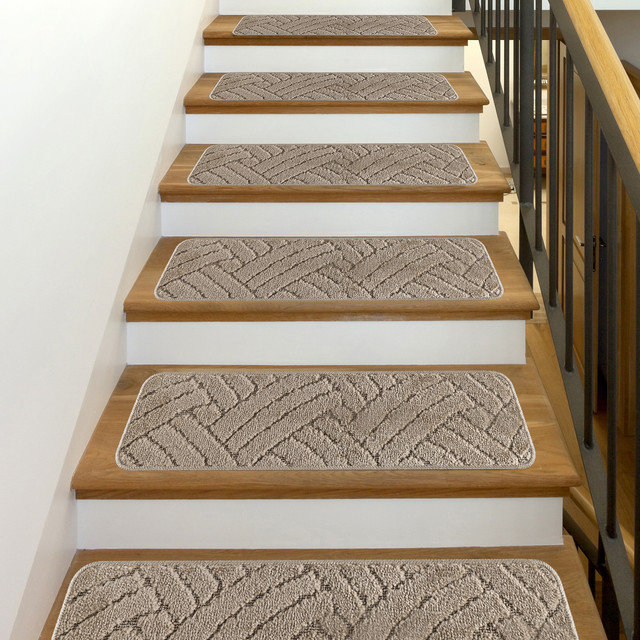Tapis d'escalier pour marches en bois - paquet de 10, Beige