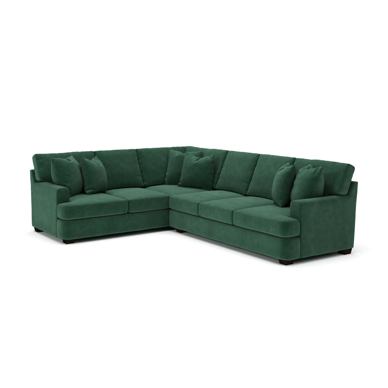 Canapé modulaire de coin large de 125 po Emilio, Accoudoir à gauche (vu de face), Velours performance vert forêt Bella