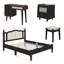 Ensemble de chambre à coucher 3 pièces avec cadre de lit en bois pleine grandeur, 1 table de chevet rétro et 1 coiffeuse de maquillage avec tabouret-119446705-119446704