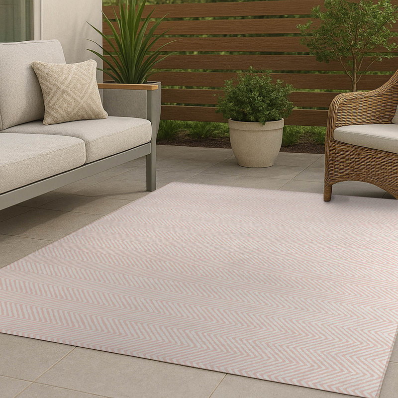 Chevron Groove Non-Slip Outdoor Rug, Rectangle 5' x 7'