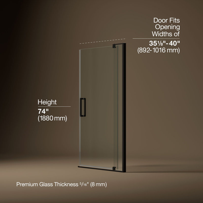 Revel 40'' x 74'' Pivot Shower Door with CleanCoat® Technology, Anodized Dark Bronze