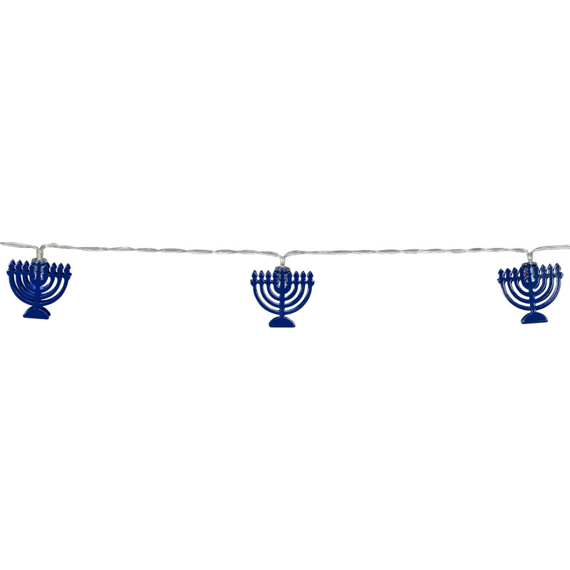 Menorah Hanukkah Light Set - White LED - 5' Clear Wire - 10Ct