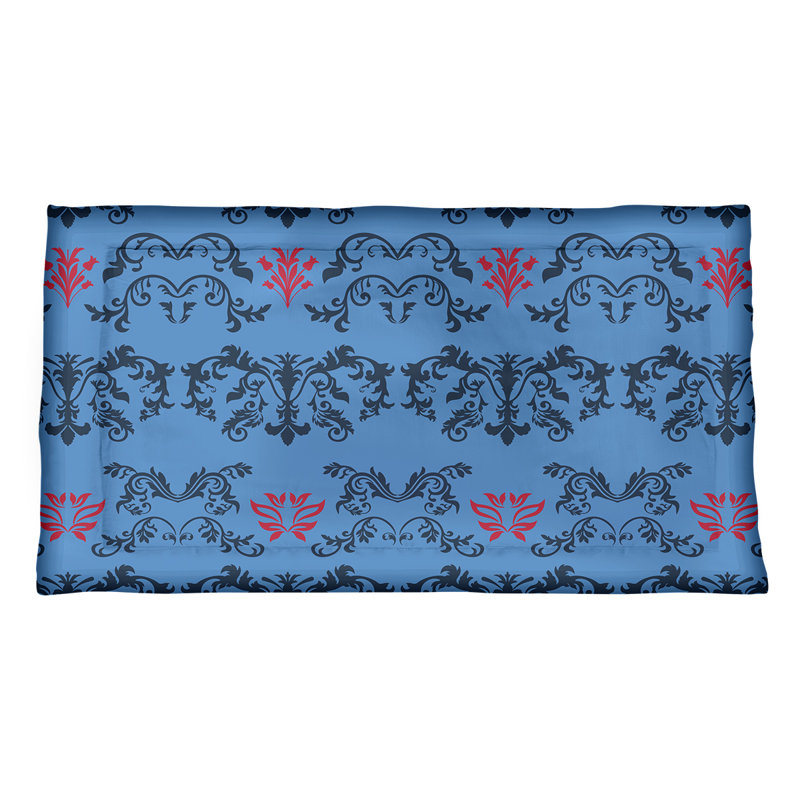 Football Baroque Pattern Pillow Sham, King, Polyester, Blue/Navy Blue/Red