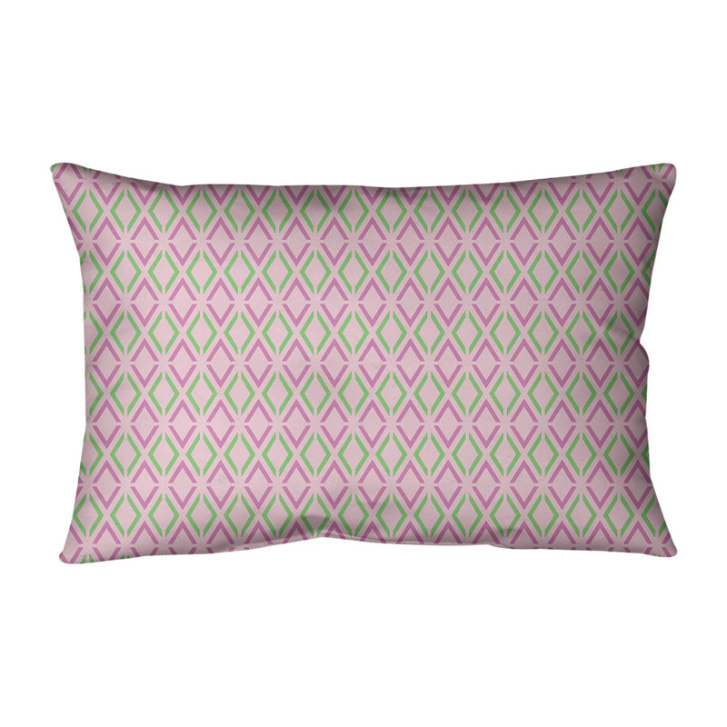 Coussin lombaire géométrique intérieur / extérieur Katelyn Elizabeth, Rose / Vert
