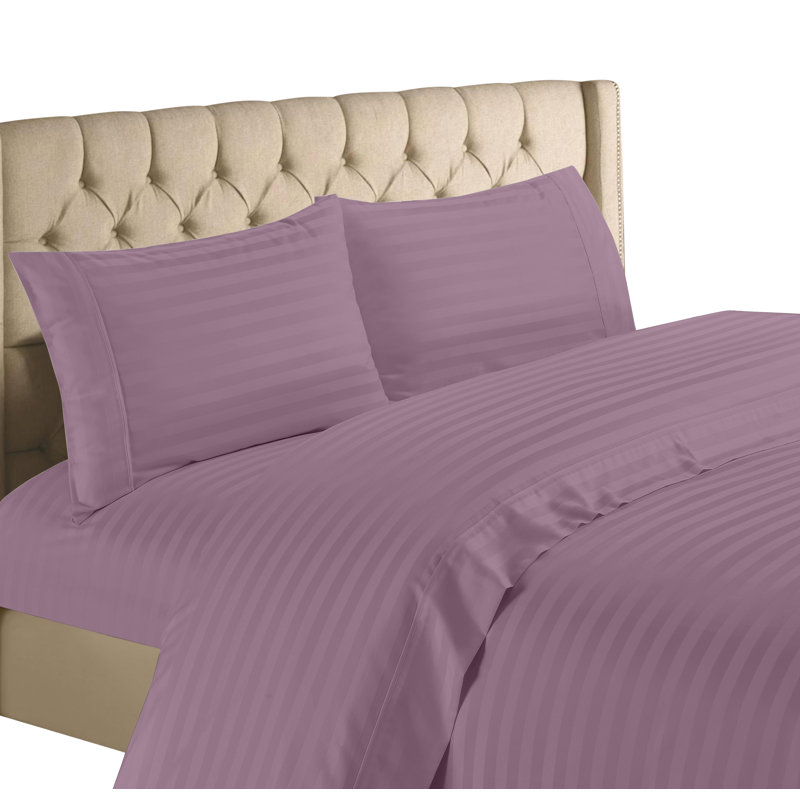 Ensemble de draps en mélange de coton 1200 fils Hampton, Ensemble de draps pour lit double avec 2 taies d'o, Lilas