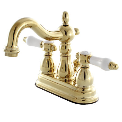 Kingston Brass Bel-Air Two-Handle 3-Hole Deck Mount 4" Centerset Bathroom Faucet with Plastic Pop-Up