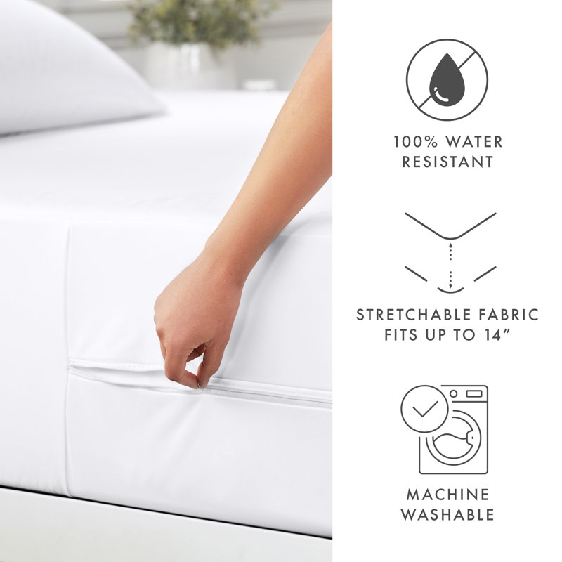 Hypoallergenic Water Resistant Zippered Mattress Protector Encasement, Queen