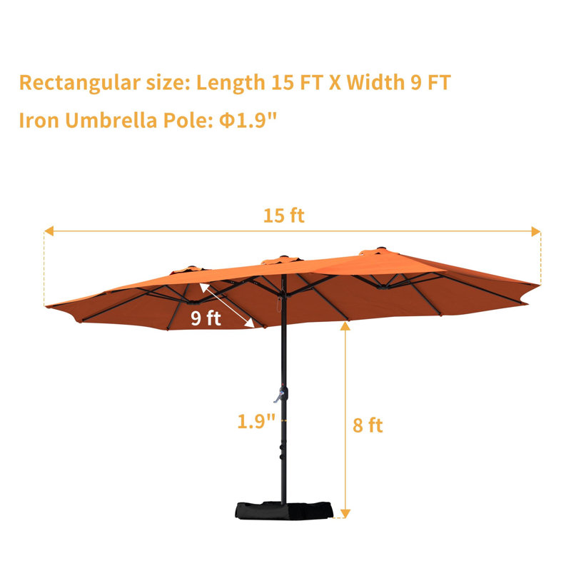 Parasol de marché 15 pi avec base, Orange