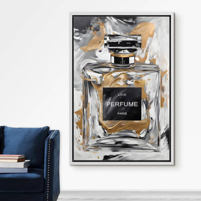 " Modern Abstract Love Perfume Bottle Chic Gold and Black Fashion " Print