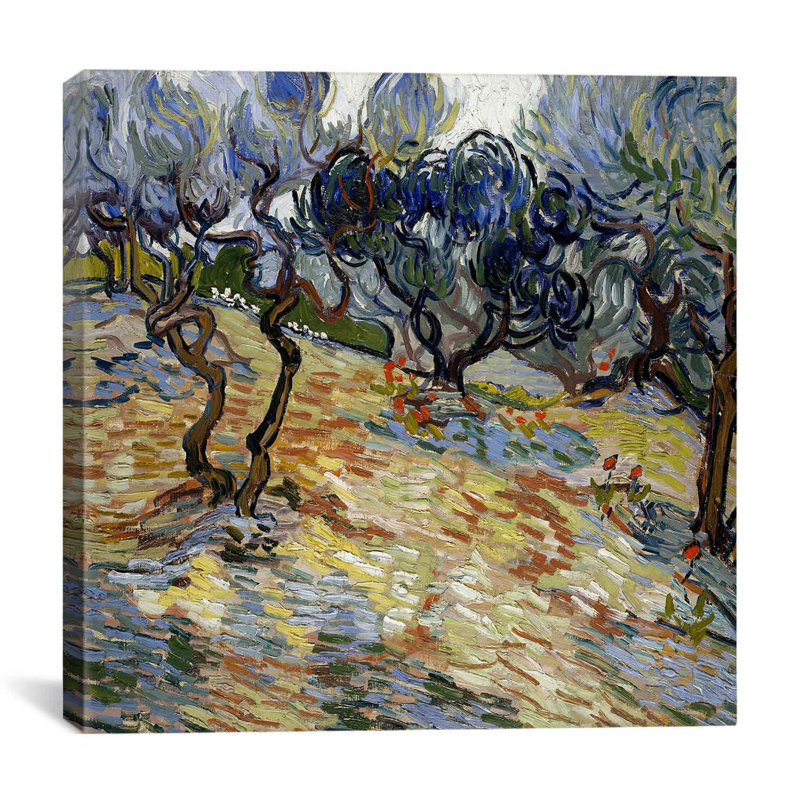 "Olive Trees" par Vincent van Gogh, reproduction d'art sur toile, H 18 po x l 18 po x P 1,5 po, Toile tendue, Pas de tapis