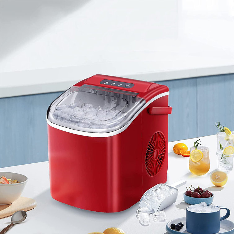 R.W.FLAME 26 lb. lb. Daily Production Bullet Ice Countertop Ice Maker, Self-Cleaning Ice Makers Finish: Red SZ58ZBJ12H-RED