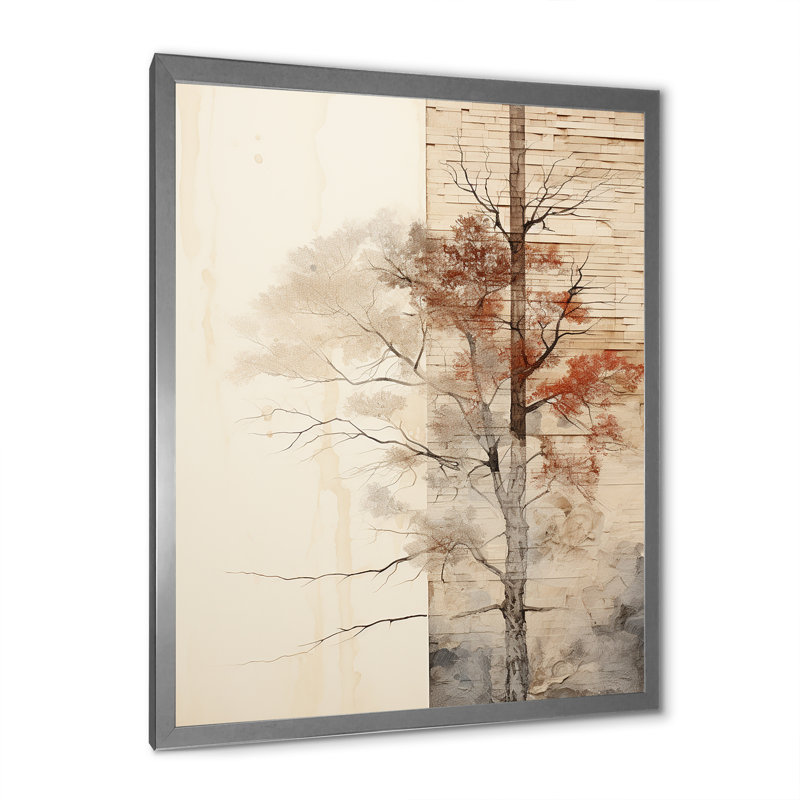 Minimalisme, séquoia beige, impression sur toile encadrée, H 44 po x l 34 po x P 1,5 po, Cadre simple argenté