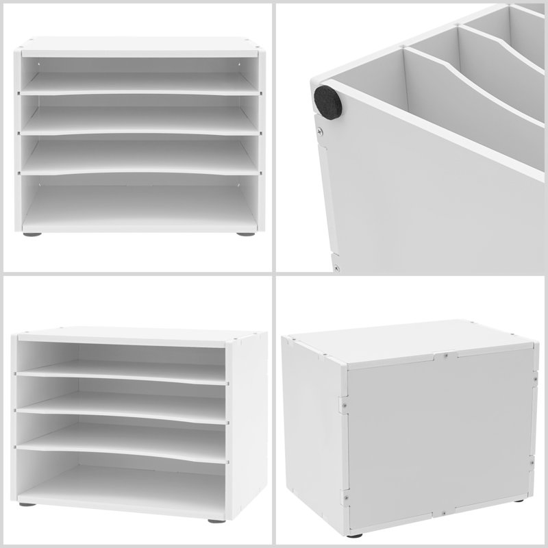 Niamarie 2pcs 4-layer Stackable Desktop File Organizer, White