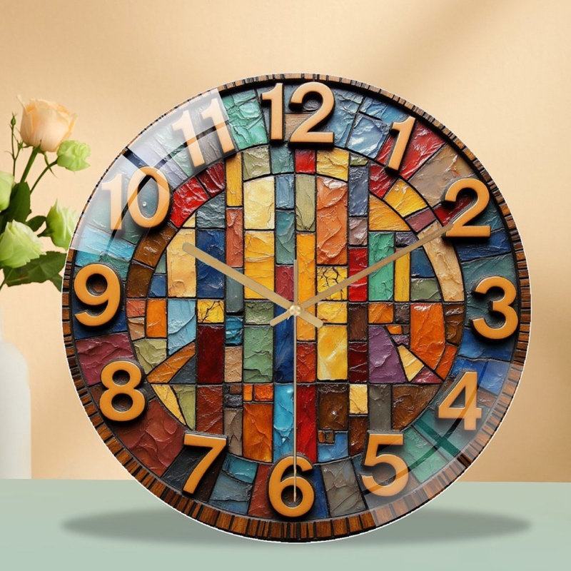 Horloge murale colorée en verre coloré pour décoration intérieure - Horloge murale moderne en verre 12 po