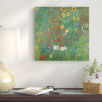 «Farm Garden with Sunflowers, 1905-1906» par Gustav Klimt, reproduction d'art sur toile