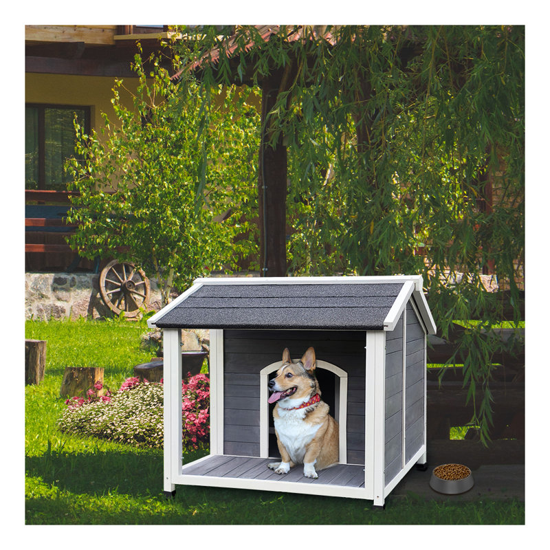 Niche pour chien d'extérieur en bois pour chien de taille moyenne - chenil imperméable et coupe-vent avec porche, abri pour chien facile à assembler