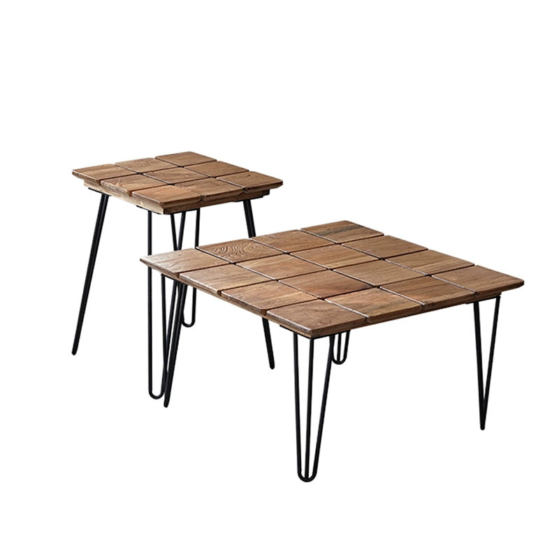 Table basse carrée en bois massif rétro noyer