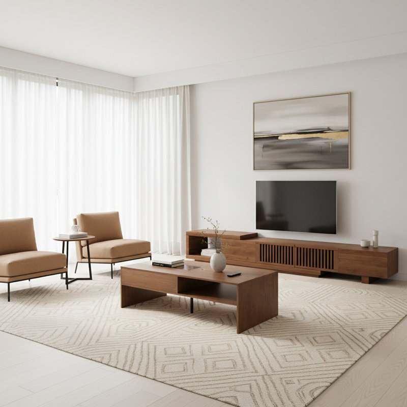 Meuble télé et table basse style Mid-Century moderne (ensemble de 2)