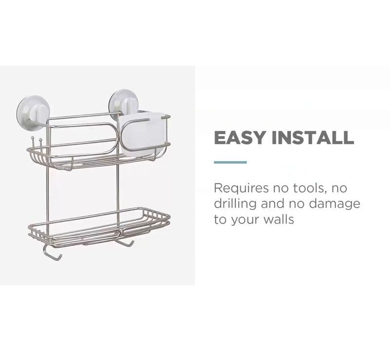 Stainless Steel Dual Mount Suction Shower Caddy