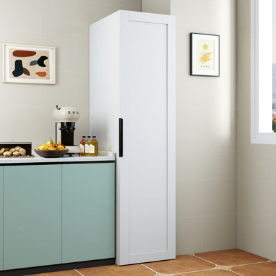 Portes de garde-manger autoportantes et tablettes réglables, buffet pour la cuisine, le salon et la salle à manger, blanc