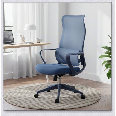 Chaise de bureau ergonomique et colorée avec dossier haut et soutien lombaire réglable, maille respirante et coussin en mousse intégrée pour plus de confort et de durabilité.