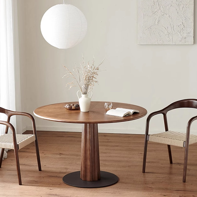 Howat Round Dining Table, Brown, Brown/Black, 51.18" W x 51.18" L