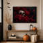 Impression sur toile, crâne humain foncé gothique entouré de roses rouges-257317290