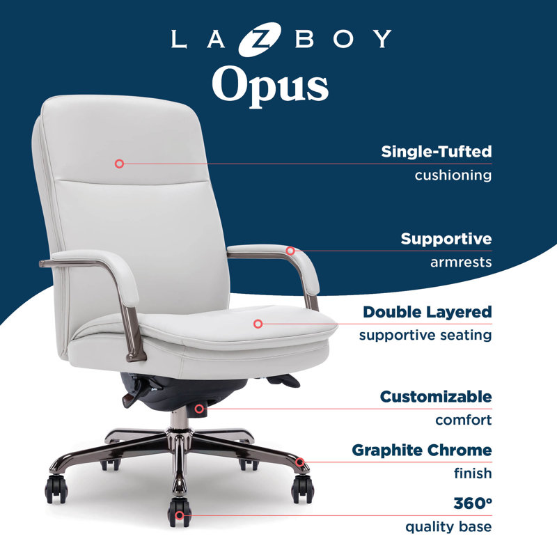 Opus Leather Swivel Executive Office Chair, Gray, Graphite