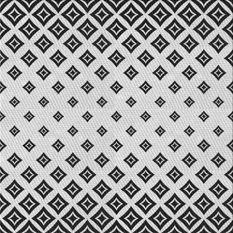 Tapis noir/blanc à motifs, Carré 8 pi