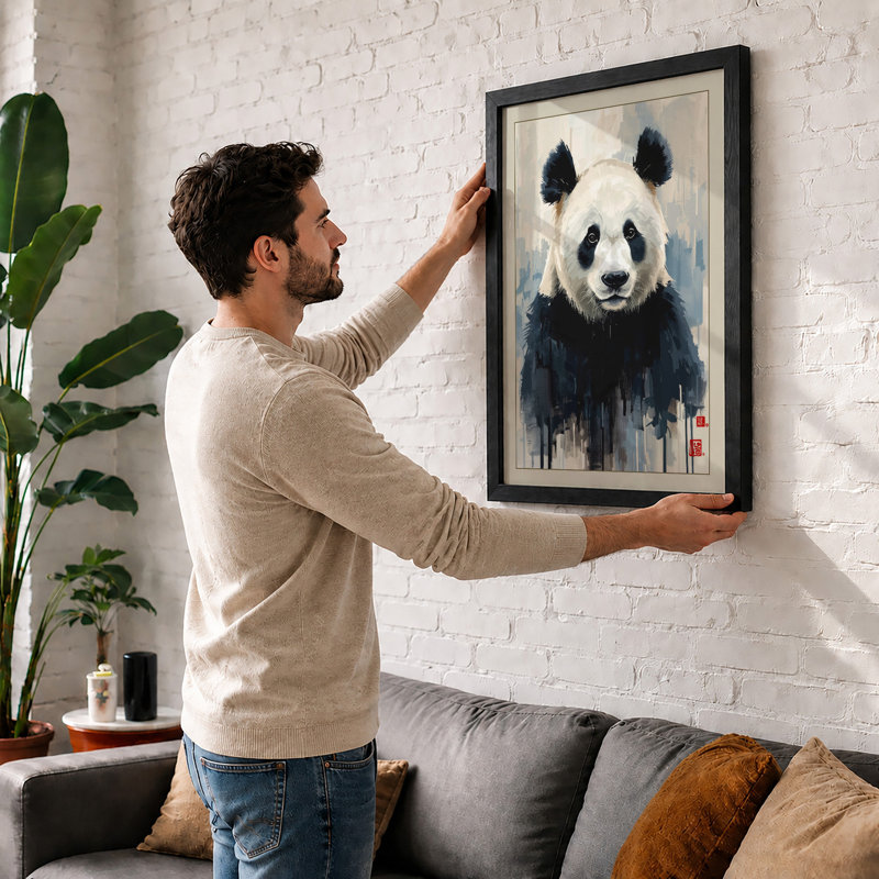 Panda With Paint Drips Modern - Print, Unframed, A2 - 59.4 x 42.0 cm