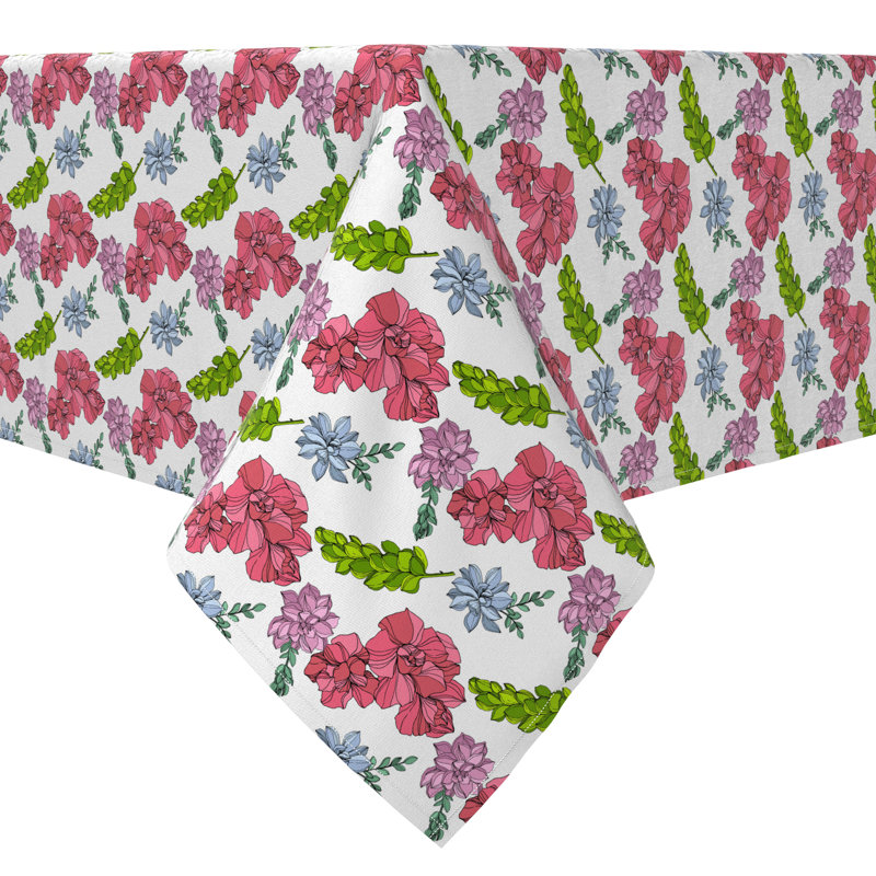 Rectangular Floral Cotton Twill Tablecloth