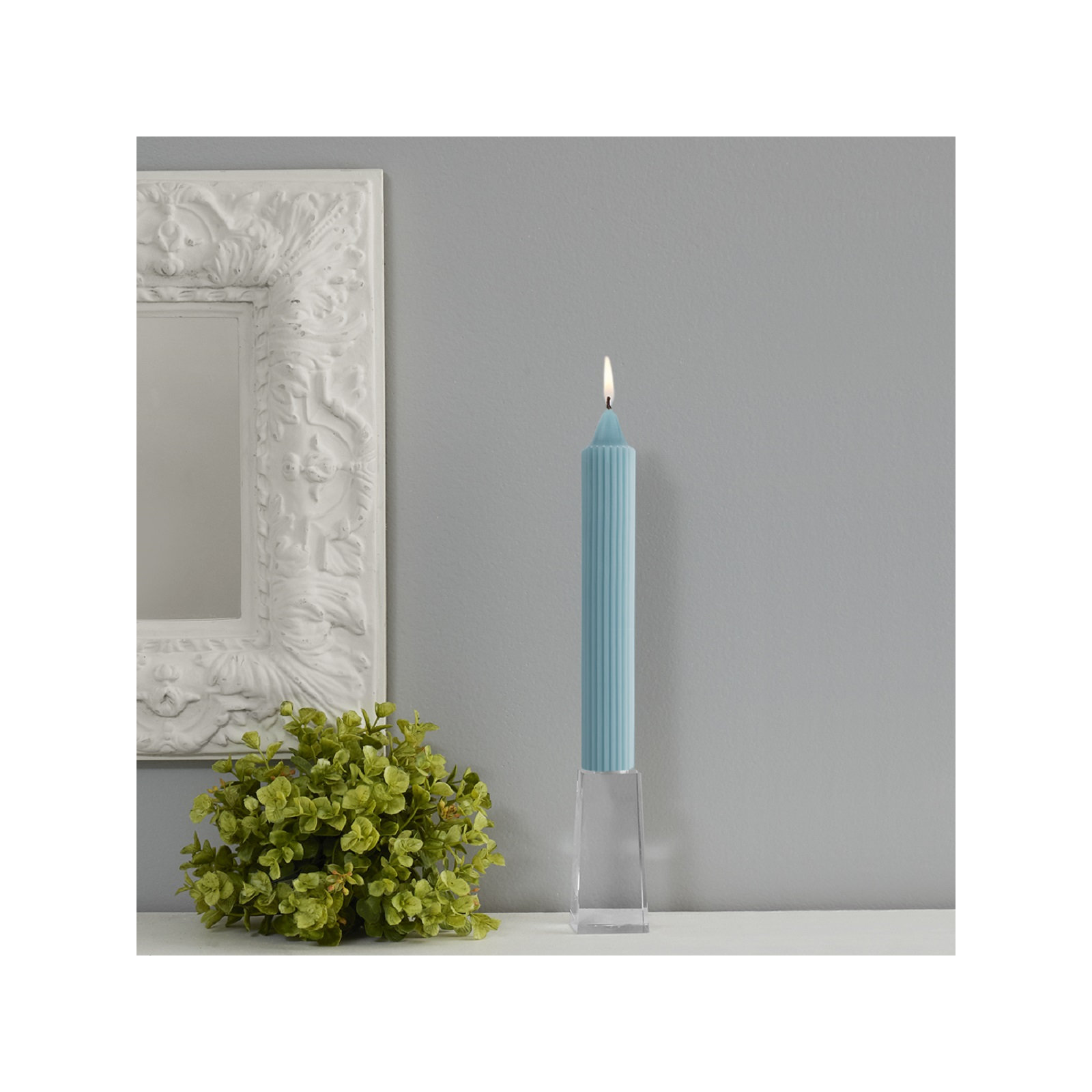Grecian Collenette Unscented Taper Candle, 9" H x 1.25" W x 1.25" D, Sky