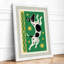 Leaping Cow In Green Geometric - Print-973695576-973695905