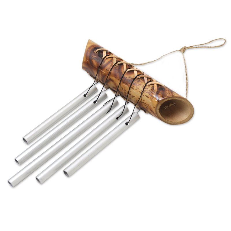 Hand-Carved Bamboo and Aluminum Mini Wind Chimes