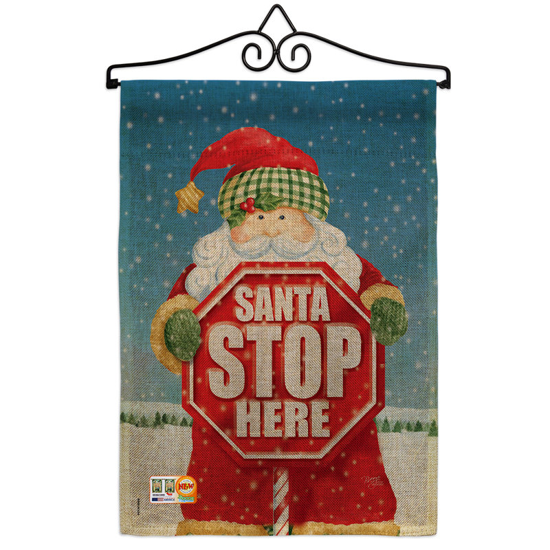 « santa stop here », noël noël en polyester de 2 côtés 19 po x 13 po ensemble de drapeau