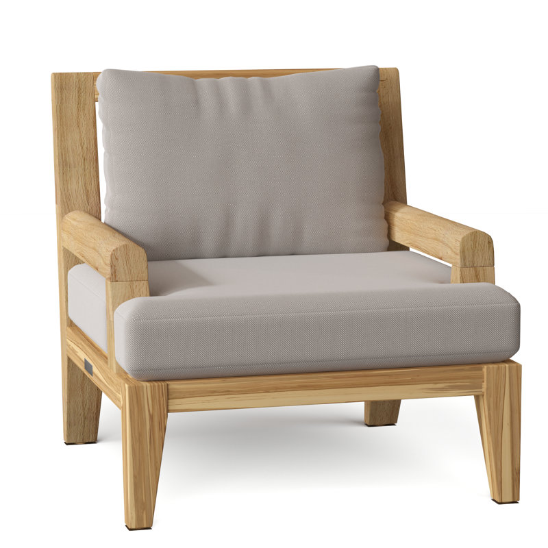 Mendocino Outdoor Teak Lounge Chair, Sailcloth Seagull
