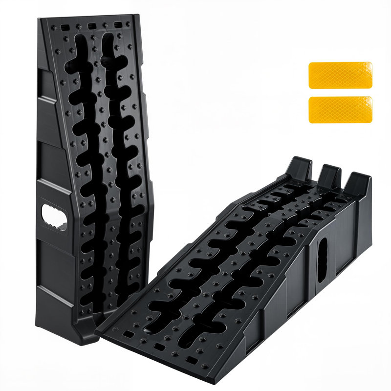 Paquet de 2 rampes de voiture à profil bas en plastique, rampes de service auto robustes 12 000 lb de 5 tonnes, hauteur de levage de 6,7 po, rampes d'entretien de véhicule portable