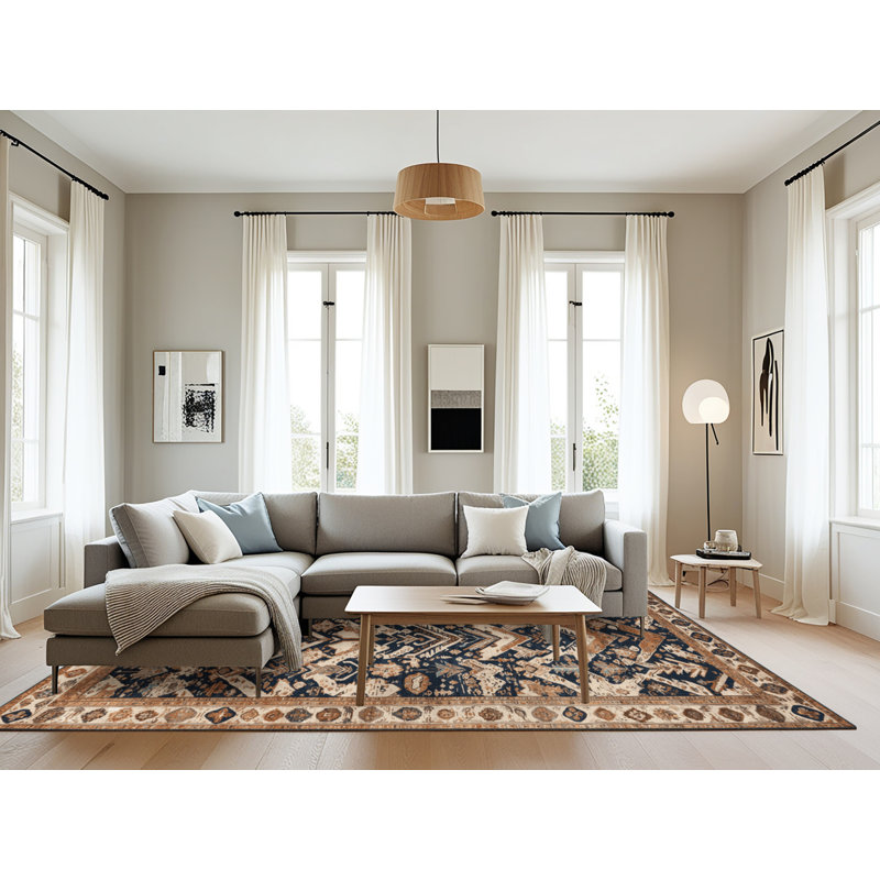 Tapis brun lavable à la machine, Rectangulaire 8 pi x 10 pi
