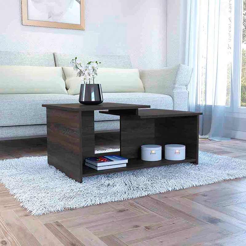Table basse avec tablette inférieure ouverte, Noir