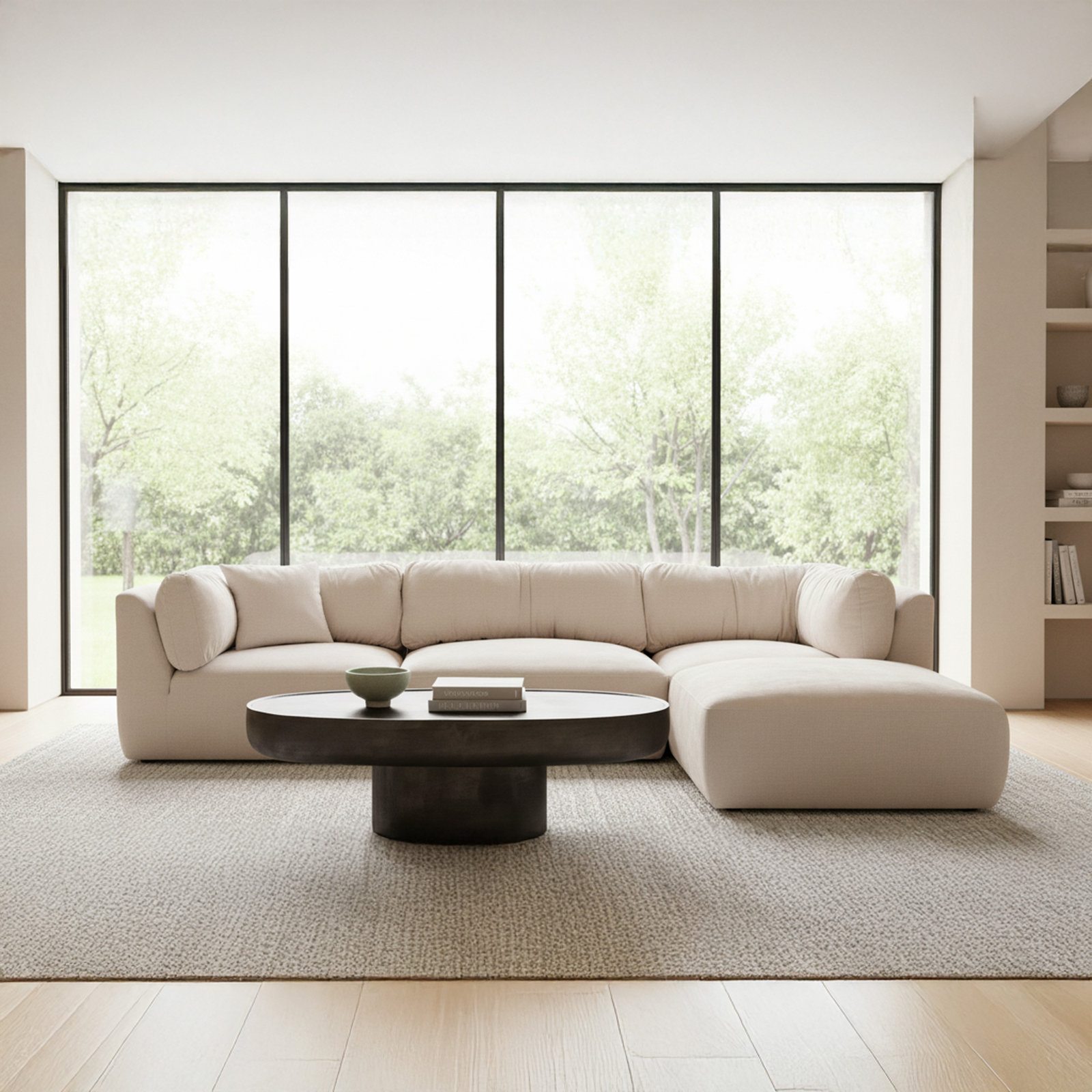 Colette Modular Corner Sectional, Beige Polyester