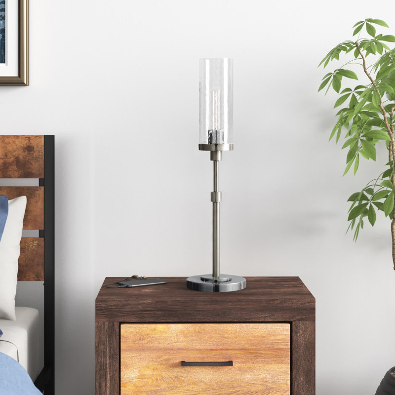 Lampe torchère 26,62 po Frieda, Laiton, Verre transparent